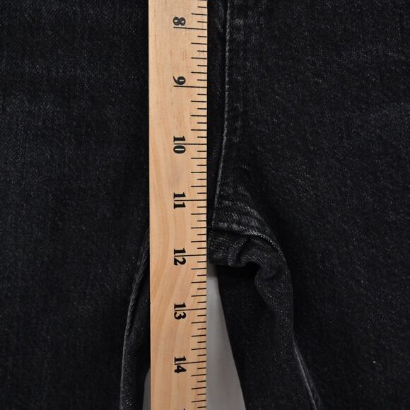 ZARA Jeans Womens Size 6 Black Velvet Side Stripe Premium Denim Tapered Leg Goth - Picture 10 of 11